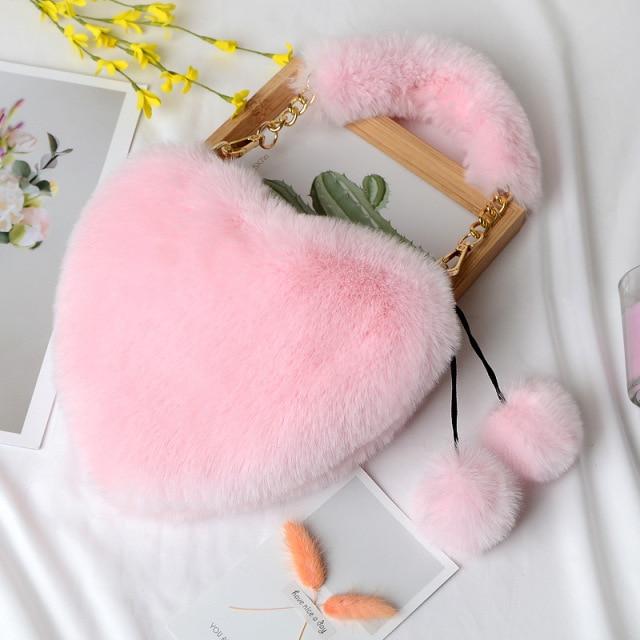 Y2Bae Bag Baby Pink Faux Fur Love Bag