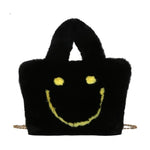 Load image into Gallery viewer, Y2Bae Bag Black Fluffy Smiley Face Bag
