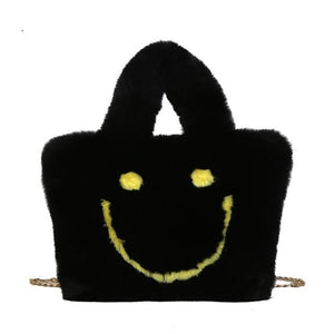 Y2Bae Bag Black Fluffy Smiley Face Bag