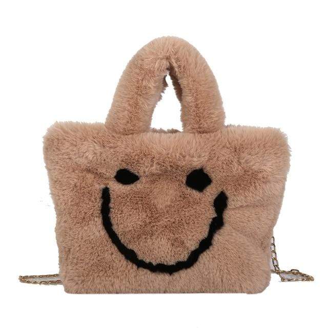 Y2Bae Bag Beige Fluffy Smiley Face Bag