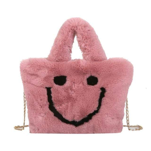 Y2Bae Bag Pink Fluffy Smiley Face Bag