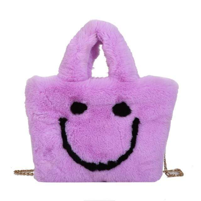 Y2Bae Bag Purple Fluffy Smiley Face Bag