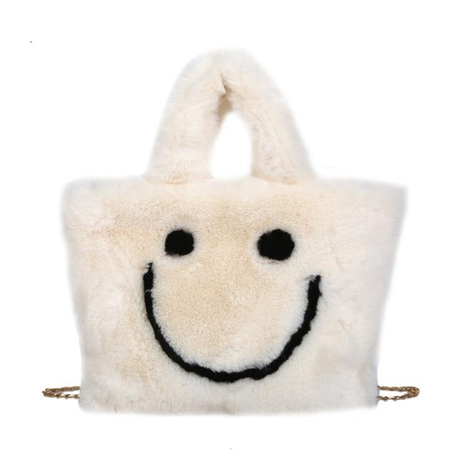 Y2Bae Bag White Fluffy Smiley Face Bag