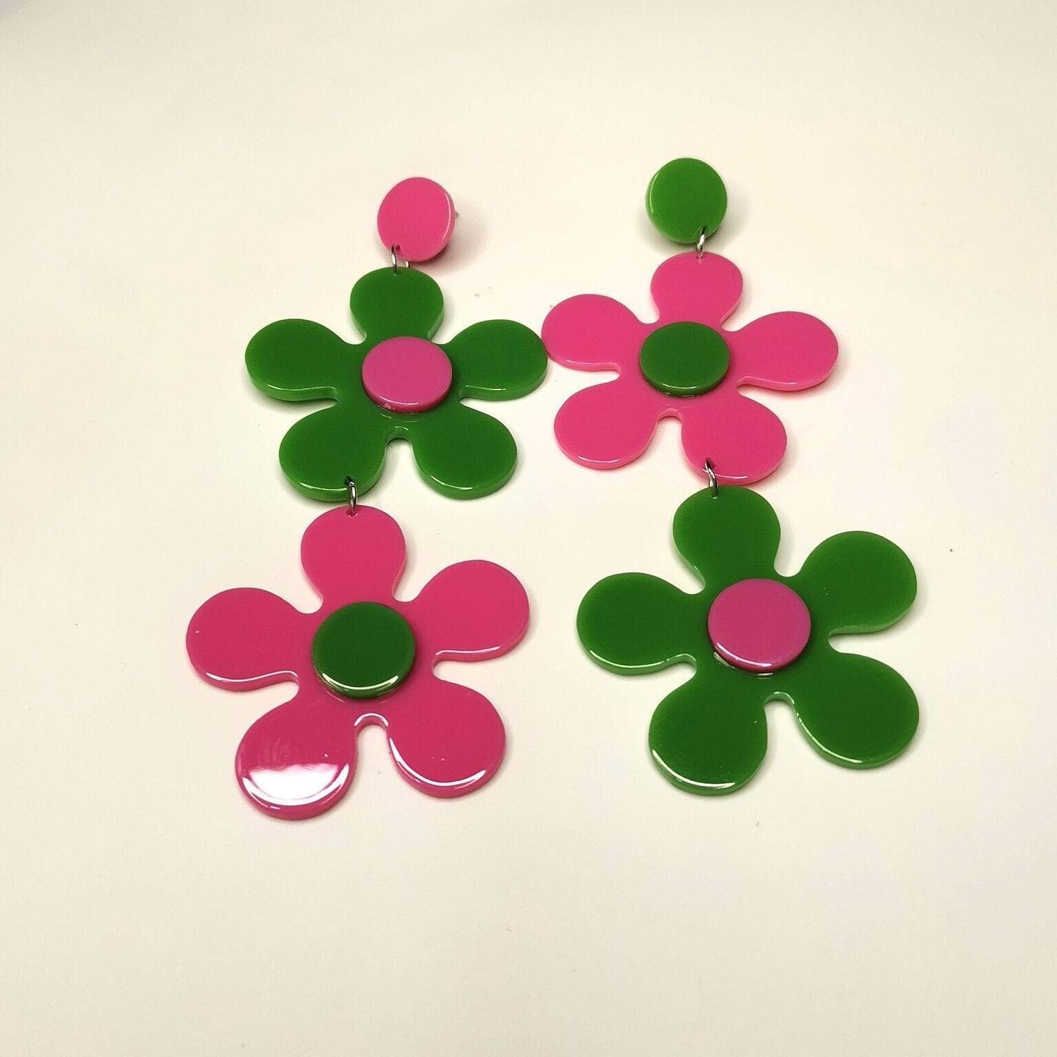 Y2Bae Earrings Green and Pink Far Out Floral Drop Earrings