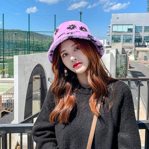 Y2Bae Hat Daisy Chain Faux Fur Bucket Hat
