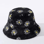 Load image into Gallery viewer, Y2Bae Hat Black Daisy Chain Faux Fur Bucket Hat
