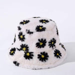 Load image into Gallery viewer, Y2Bae Hat White Daisy Chain Faux Fur Bucket Hat
