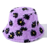 Load image into Gallery viewer, Y2Bae Hat Lavender Daisy Chain Faux Fur Bucket Hat
