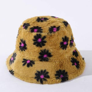 Y2Bae Hat Mustard Daisy Chain Faux Fur Bucket Hat