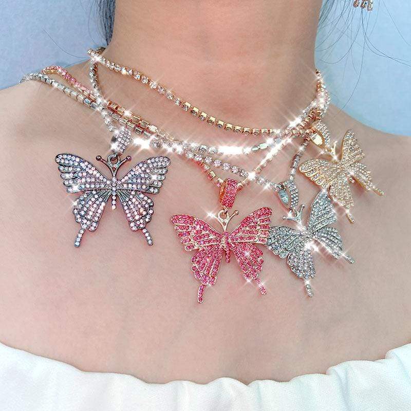 Y2Bae Necklace Iced Butterfly Necklace