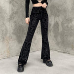 Load image into Gallery viewer, Y2Bae Pants Black / L Gothic Velvet Flares

