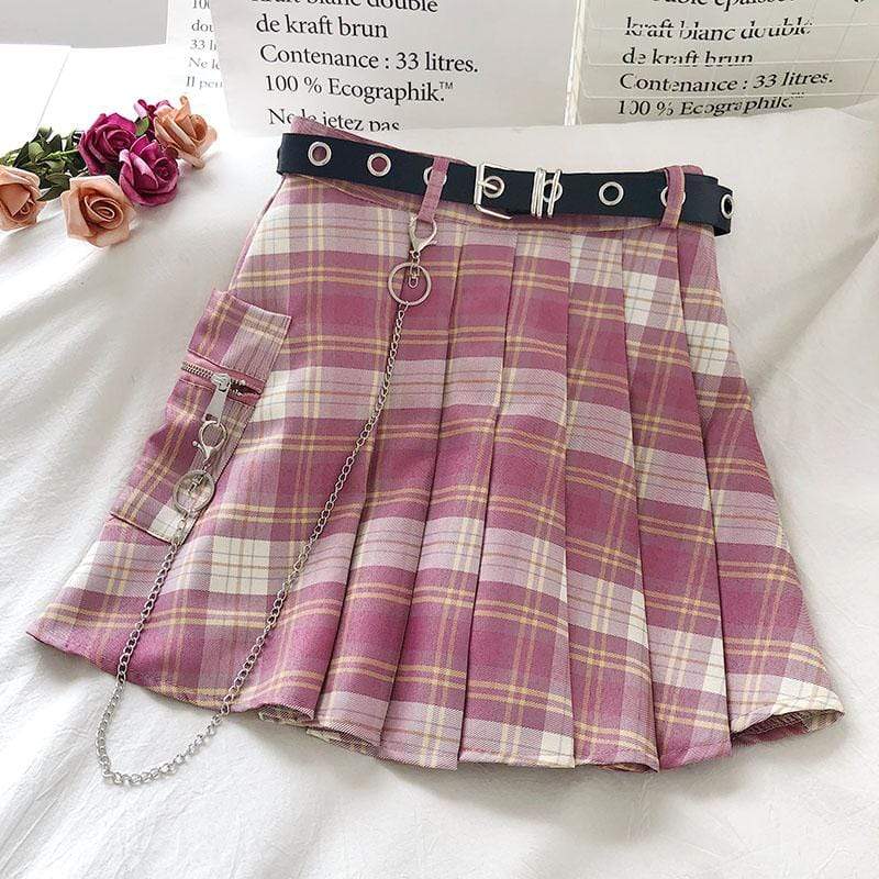 Y2Bae Skirt Pink / M Harajuku Belt & Chain Skirt